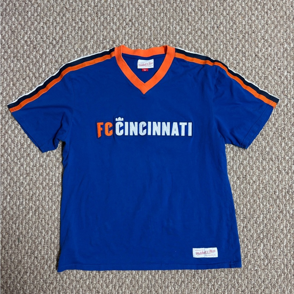 FC Cincinnati Soccer Mitchell & Ness Royal Blue and Orange Stitched MLS T-Shirt